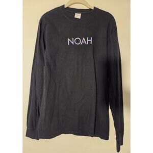 Noah NYC Long Sleeve Shirt Mens Medium Spellout Embroidered Black